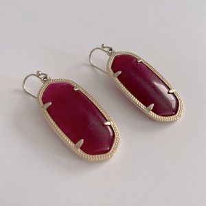 Kendra Scott Elle Drop Earrings in Gold & Maroon - GREAT condition!